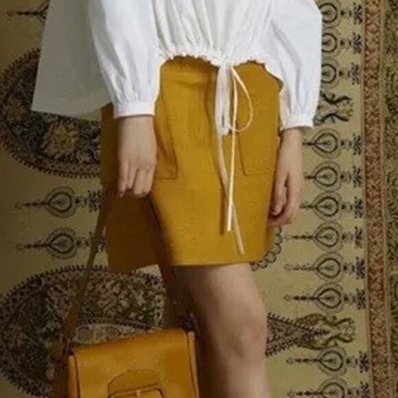 Tory Burch Colette Denim Pencil & Straight Mini Skirt India Gold Yellow Size 0